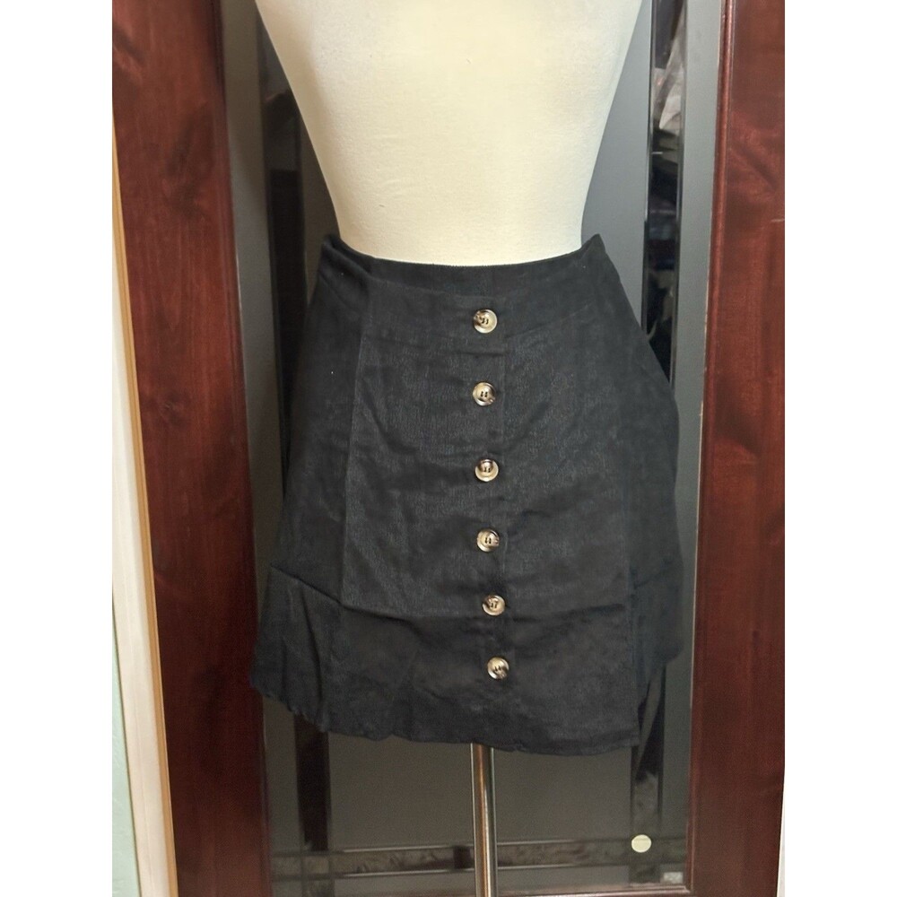 Juniors Lightweight Thin Brown Corduroy-like Button Down Skirt Sz L (women's S)